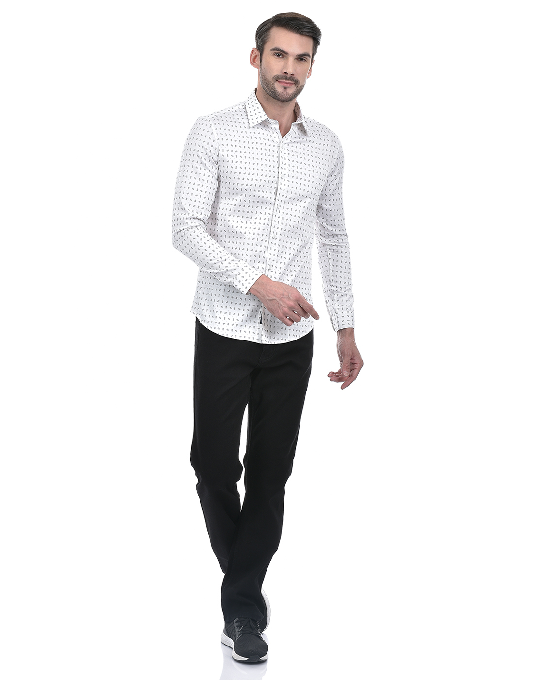 Numero Uno Men Abstract White Shirt